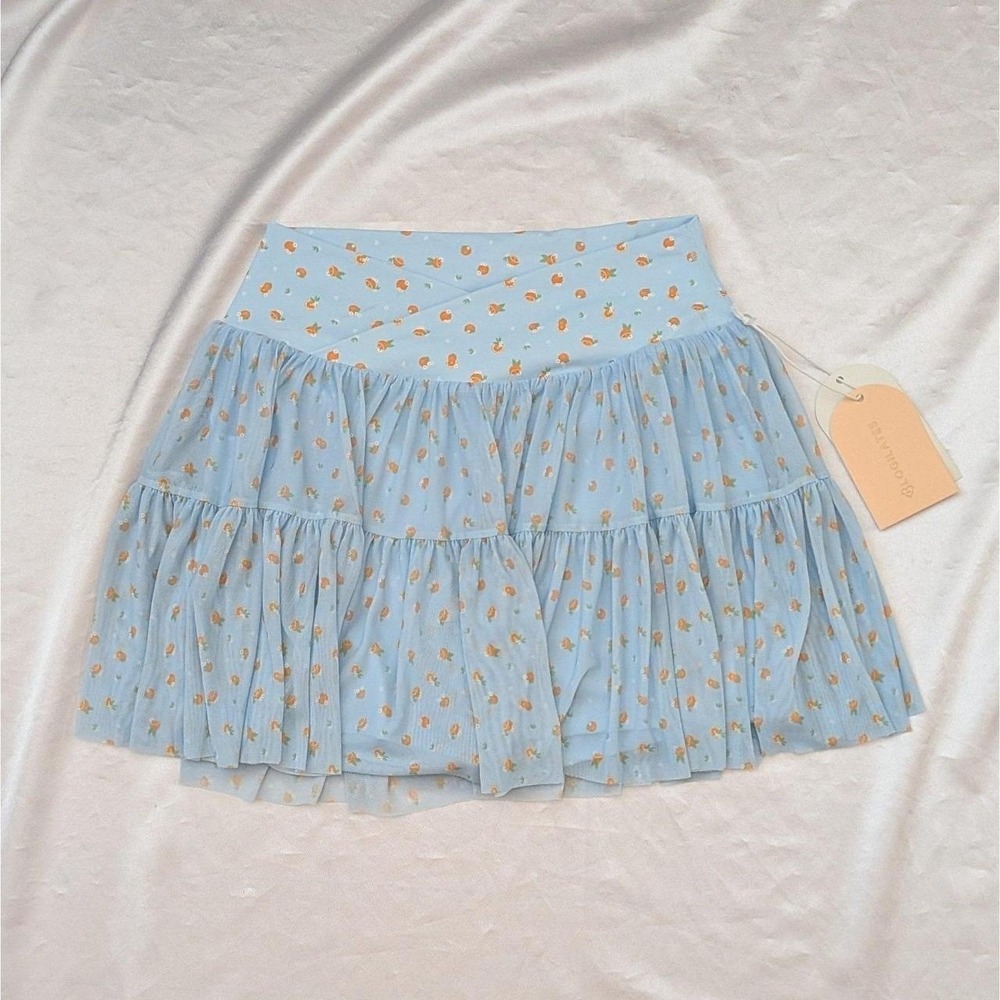 New Blogilates Women's Ballerina Skort Skirt Blue Orange Citrus Medium (6-8)